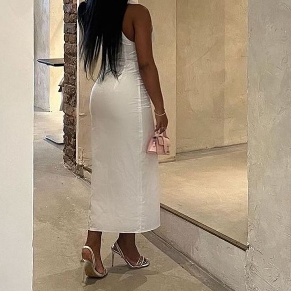 Zara NWT midi gabardine white zipper front collared dress - Picture 5 of 9